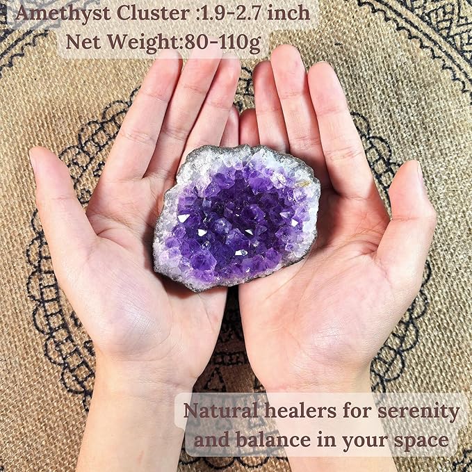 Large Premium Crystals and Healing Stones in Wooden Gift Box + Velvet Pouch + 7 Chakra Tumbled Gemstones+Info Guide, Amethyst Cluster，Rose Quartz ，Quartz Crystal Point