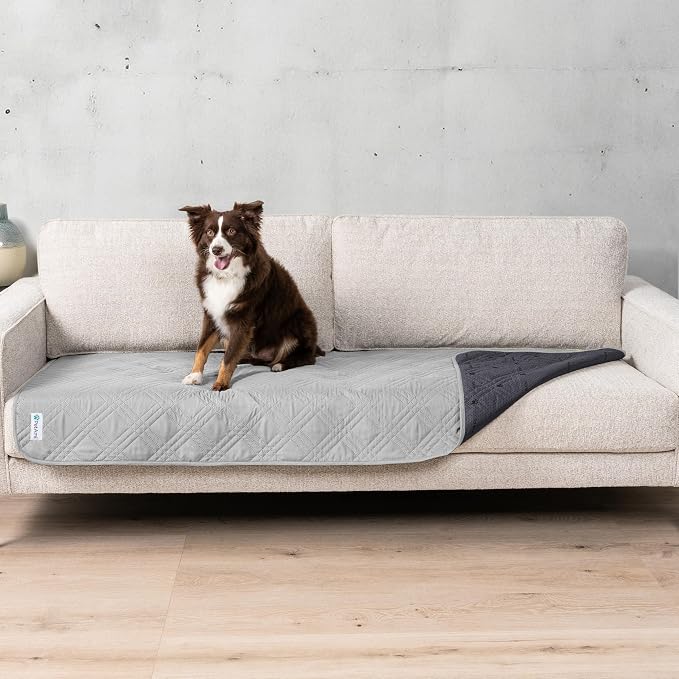 PetAmi Waterproof Couch Cover for Dog Bed Sofa Blanket, 30x70 Light Gray | Leakproof Furniture Protector for Pet Cat, Machine Washable Pee Proof Mat for Chair Car Seat, Durable & Anti Slip Backing