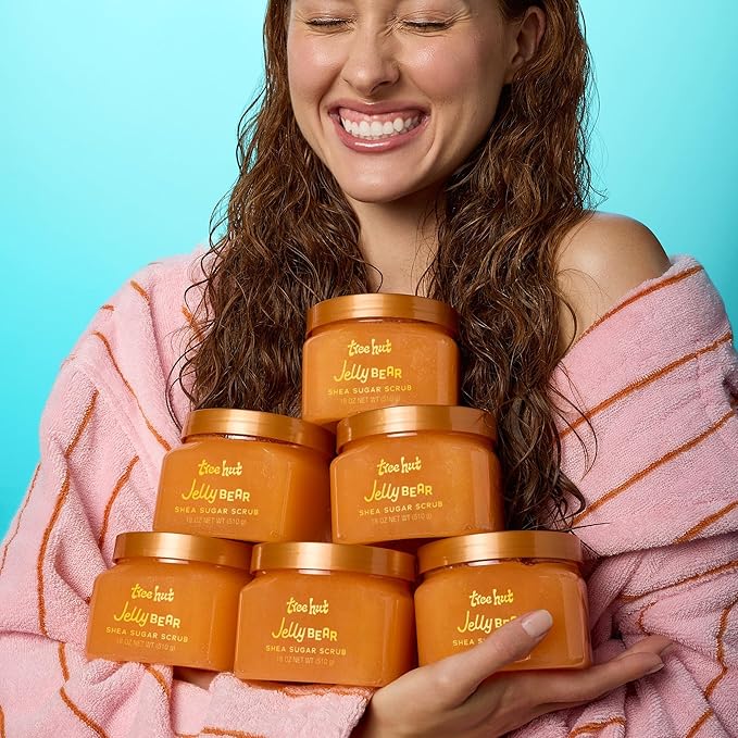 Tree Hut Jelly Bear Shea Sugar Scrub, Exfoliating, Hydrating & Moisturizing Body Scrub with Shea Butter & Nourishing Essential Oils, Smooth & Soften Skin, 18 oz