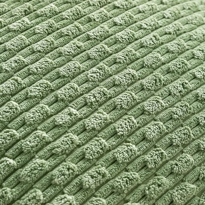 Set of 4 Sage Green Decorative Throw Pillow Covers 16x16 Inch Corduroy Pillow Covers for Bed Couch Sofa Living Room Soft Square Cushion Cases