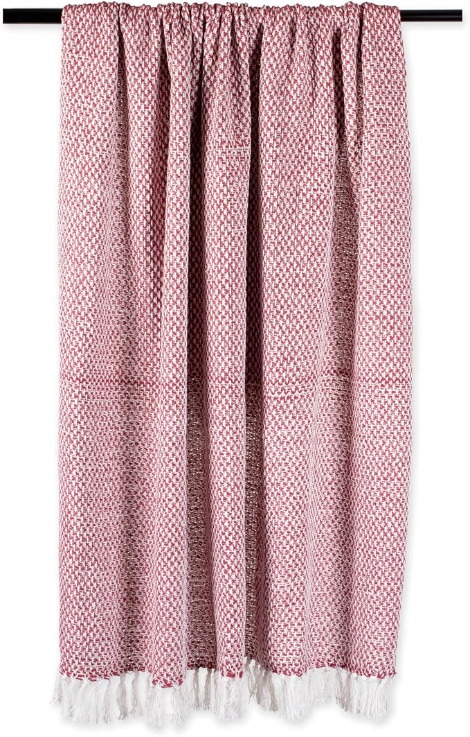 DII 100% Cotton Basket Weave Throw for Indoor/Outdoor Use Camping Bbq's Beaches Everyday Blanket, 50 x 60, Woven Stripe