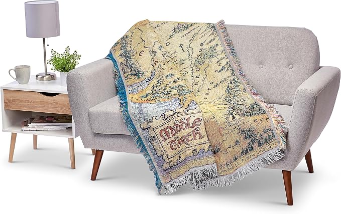 Northwest Lord of the Rings The Hobbit Middle Earth Woven Tapestry Throw Blanket, Soft and Durable Fandom Gift, 48 x 60 Inch
