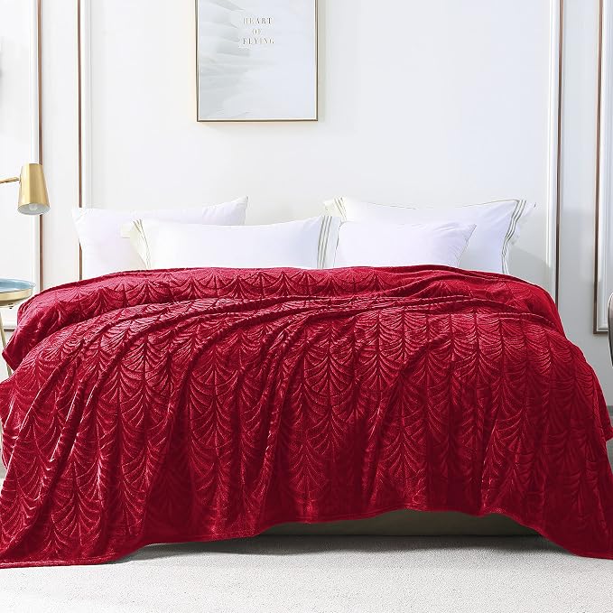 Whale Flotilla Soft Flannel Fleece Twin XL Size Blanket for Bed, Red | 90"x66" Cozy Lightweight Breathable Coverlet, Plush Fluffy Bedspread, Vintage Pattern Decorative Blanket for Dorm, All Season