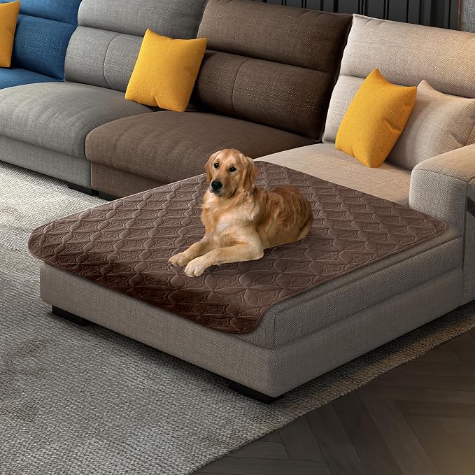 Waterproof Couch Cover for Dogs - Washable Pets Furniture Protector | TPU Leak-Proof Liner, Lightweight & Reversible, Fits Chair, Sofa, Bed, 40" x 50" , Chocolate/Cream