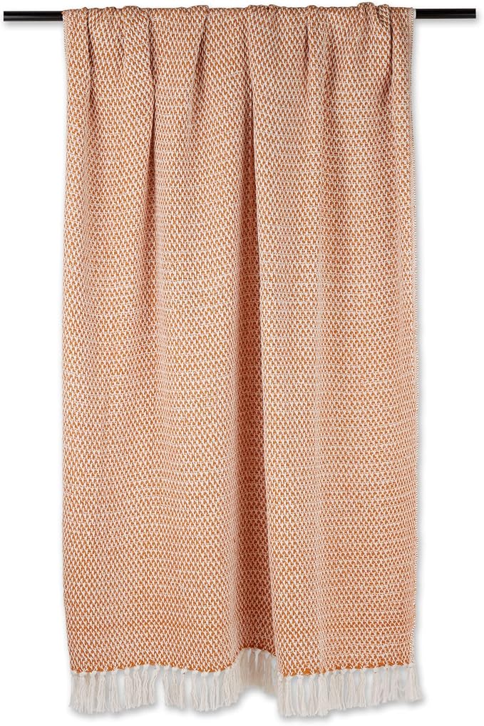 DII Woven Throw Collection 100% Cotton, Basketweave, 50x60, Pumpkin Spice