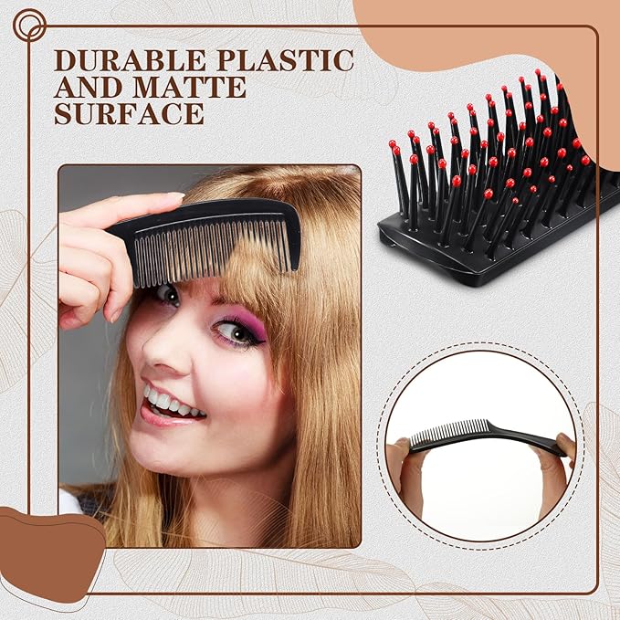 Baderke 48 Pcs Combs Set Bulk Hair Brushes for Homeless Individually Wrapped Hair Brush and Comb for Women Hotel Nursing Charity Travel(Black)