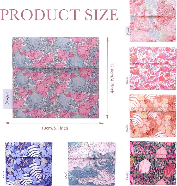 DGAZ Sanitary Napkin Storage Bag, Period Bag for Teen Aged Girls, Portable Period Bag for Panty Liners/Menstrual Cup/Small Tampons，Mini Makeup Bag for Purse