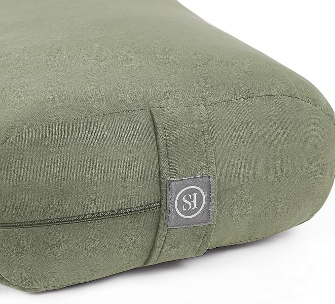 Meditation Cushion Bolster Pillow for Restorative Yoga – Supportive Cushion for Meditation, Pilates, and Relaxation – Filled with Buckwheat Hulls - Removable Cover