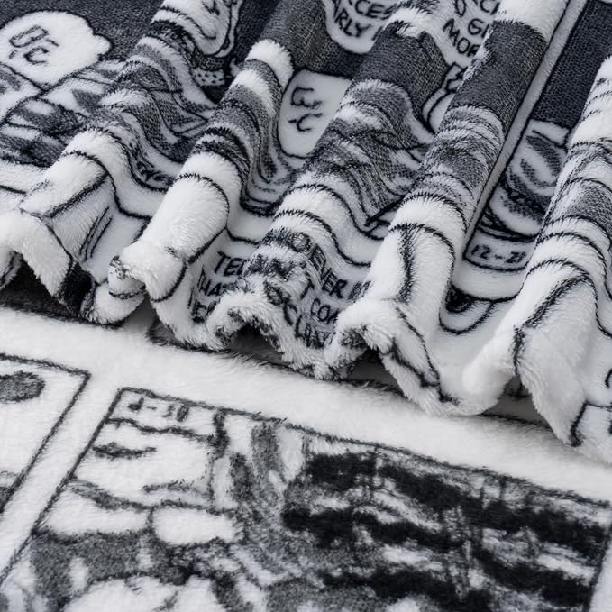 Berkshire Blanket Peanuts® VelvetLoft® Cute Character Snoopy Plush Oversized Throw Blanket, I'm Up! Peanuts Comic Strips White (50in x 60in)
