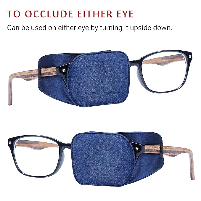 Astropic Silk Eye Patch for Adults Kids Glasses to Cover Either Eye (Medium, Navy Blue)