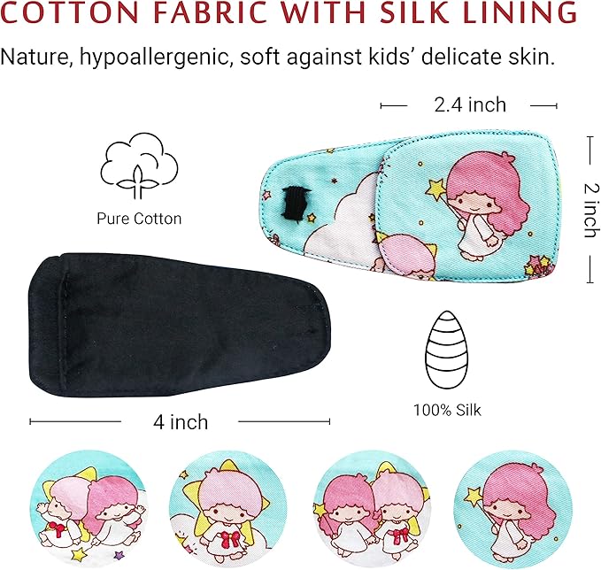 Astropic Cotton & Silk Eye Patch for Kids Glasses (Right Eye, Fairy - Magic Wand)