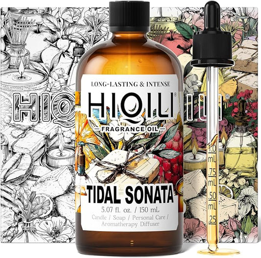 HIQILI Tidal Sonata Fragrance Oil for Diffuser, Ocean & Lemon Scents, Candle & Soap Making, Personal Care Scenting, Aquatic Notes, Long-Lasting Scents - 5.07 Fl Oz