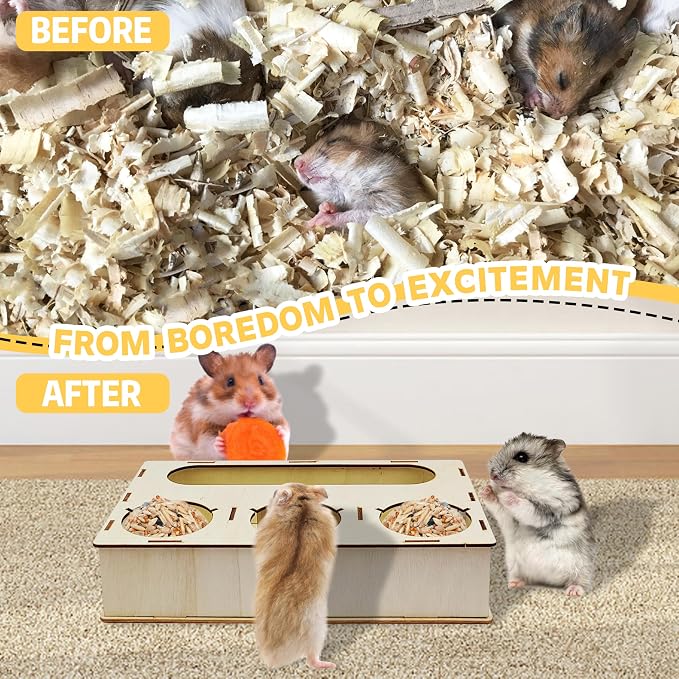 Big+Spring+Sales,Hamsters Foraging Toys, Small Animals Hide Treats Foraging Puzzle Toys,Wooden Foraging Game Interactive Enrichment Toy for Hamsters,Chinchillas,Rats and Gerbils