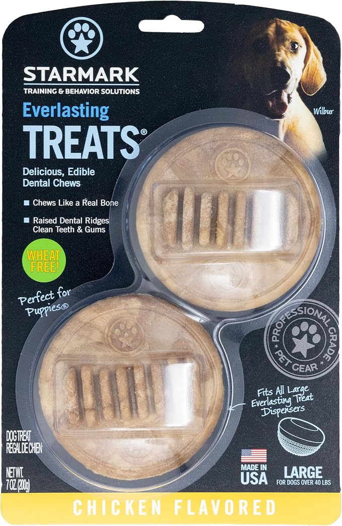 Starmark Everlasting Treats Dental Chews Large, 2 Count (Pack of 2), Chicken Flavored