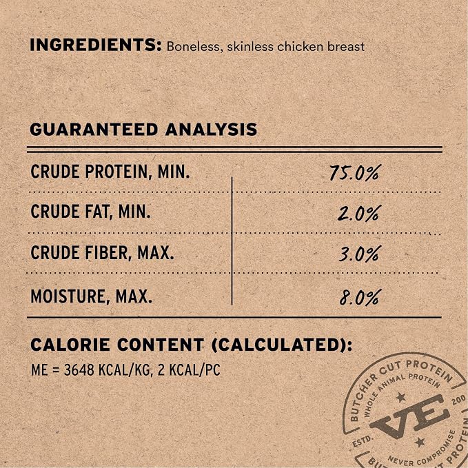 Vital Essentials Freeze Dried Dog Treats, Chicken Breast, 3.75 oz Bag | Single Ingredient, Premium Quality Protein, Grain-Free Training Treats, USA Made with U.S. & Globally Sourced Ingredients
