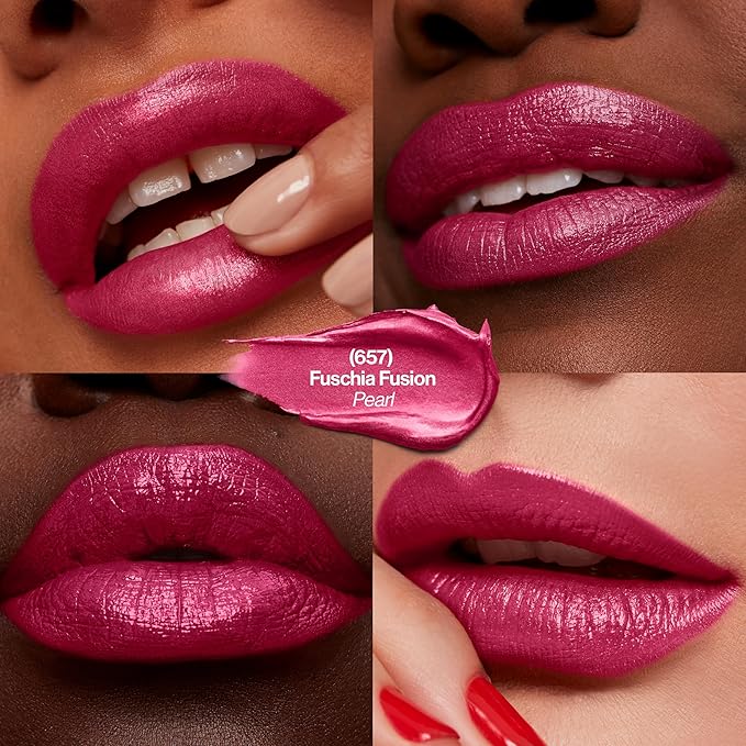 REVLON Super Lustrous Lipstick, Creamy Formula For Soft, Fuller-Looking Lips, Moisturized Feel, 657 Fuchsia Fusion, 0.15 oz (Pack of 2)