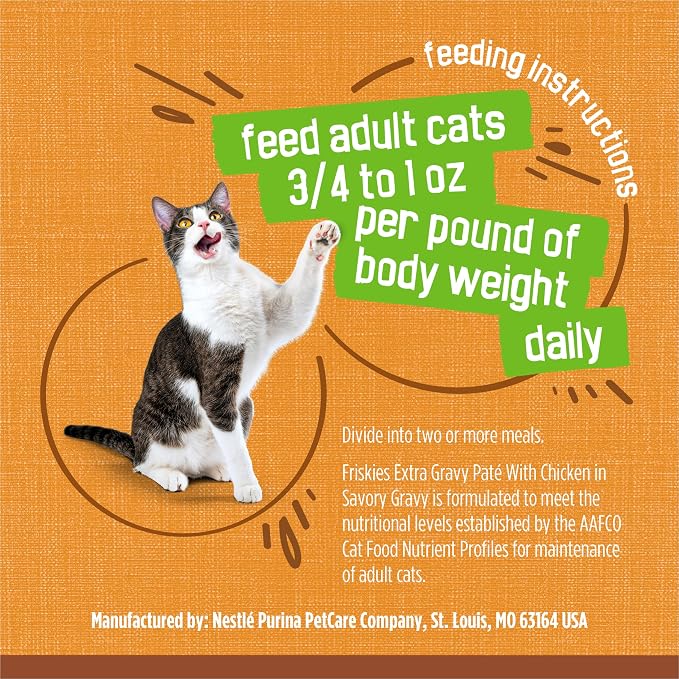 Friskies Purina Gravy Pate,Wet Cat Food Extra Gravy Pate with Chicken in Savory - 5.5 oz. Cans,(Pack of 48)