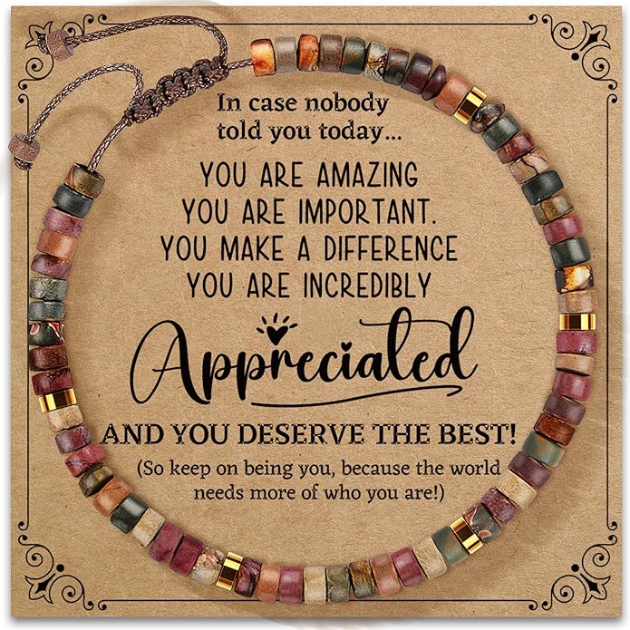 Inspirational Gifts Bracelets for Women: Valentines Mothers Day Birthday Gifts for Women Friends Sister Mom - Healing Natural Stone Beads Bracelets Thinking of you Get Well Soon Gift for Women