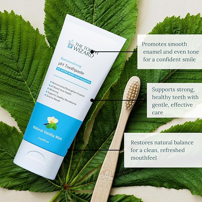THE TOOTH WIZARD pH Balancing Toothpaste | Natural Vanilla Mint Flavor | Fluoride-Free | SLS-Free | Gentle Whitening | Supports Healthy Oral Microbiome | 3 Pack