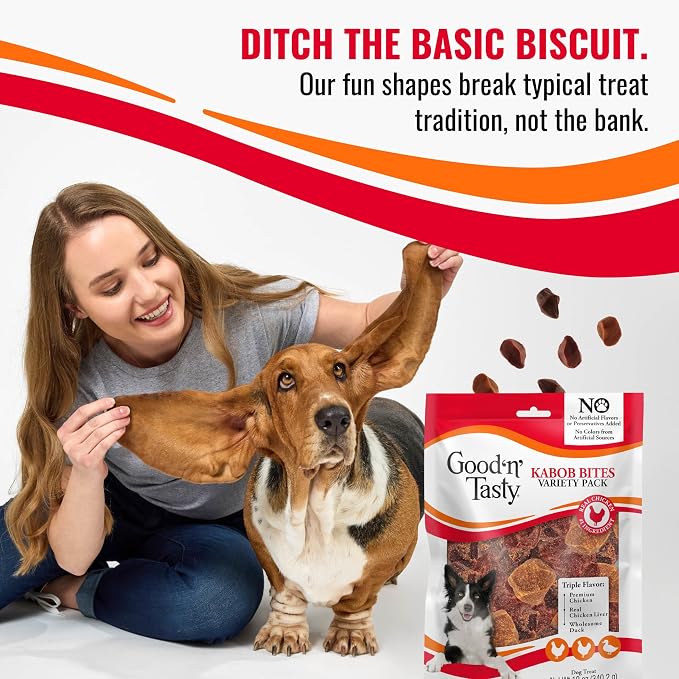 Good 'n' Tasty Kabob Bites Soft & Chewy Dog Treat with Real Protein, 18 oz | Premium Chicken, Duck and Chicken Liver, Bite-Size Treat for Quick Rewards, No Artificial Flavors or Colors, For Adult Dogs