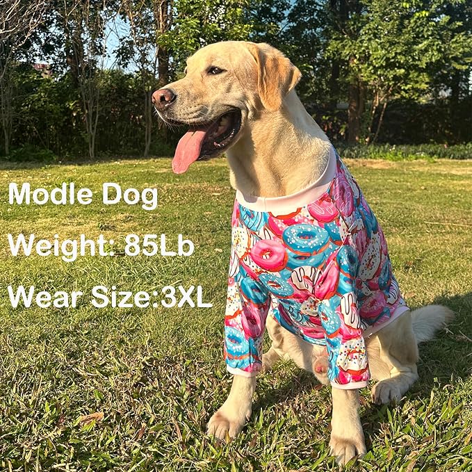 Dog Colorful T Shirts Doughnut Pattern Printed Pet Shirt Softable Pajamas for Small Dogs (L,Doughnut)