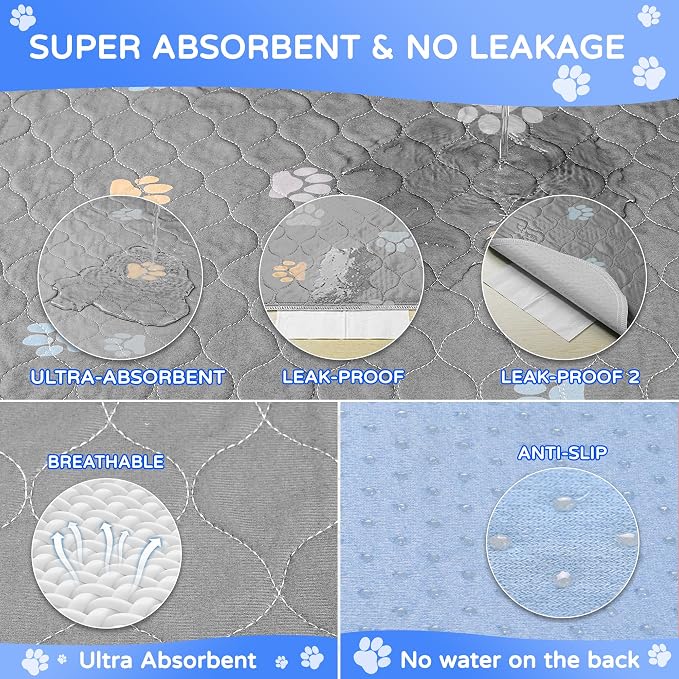 Aitmexcn Washable Pee Pads for Dogs, 2 Large Puppy Pads, 36'' x 41'' | Highly Absorbent, Waterproof Layer, Machine Washable, Non-Slip Bottom, For Playpens and Senior Dogs