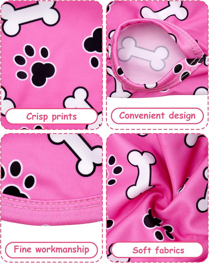 PET SHOW 4 Pack Paw Bone Printed Dog Clothes Shirts Soft Dog Vest Lightweight Sleeveless Cats Doggies T-Shirts Puppies Tank Top Tee Cat Clothes for Small Medium Dogs White Black Pink Blue S