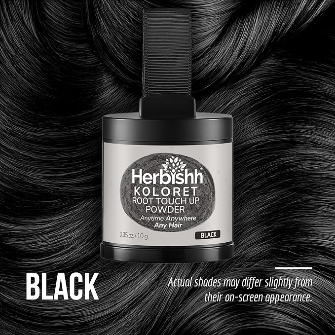 Koloret Root Touch Up Powder– Natural Black Powder for Women & Men, Instant Root Cover Up for Gray Coverage, Hairline Concealer for Thinning Hair & Bald Spots, Water-Resistant & Smudge-Proof, 10g
