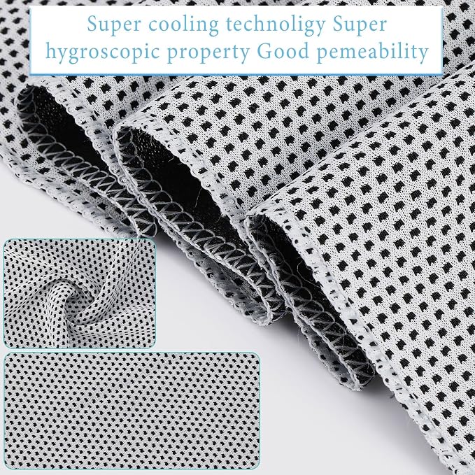 Honoson 10 Pcs Cooling Towels for Neck and Face, 47"x12" Sports Breathable Ice Towels Microfiber Chilly Sweat Rags with Portable Bottle for Gym Golf Athletes Yoga Workout Hot Weather (Light Gray)