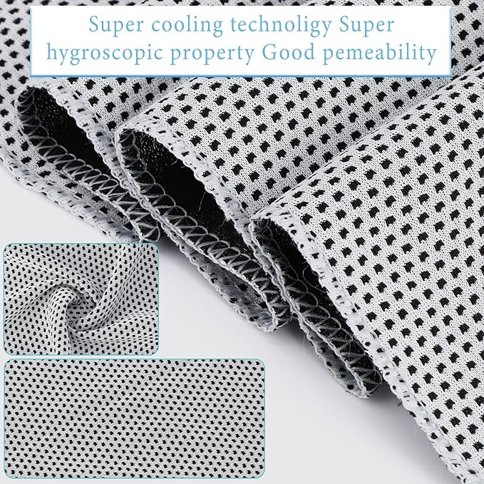 Honoson 20 Pcs Cooling Towels for Neck and Face, 47"x12" Sports Breathable Ice Towels Microfiber Chilly Sweat Rags with Portable Bottle for Gym Golf Athletes Yoga Workout Hot Weather (Light Gray)