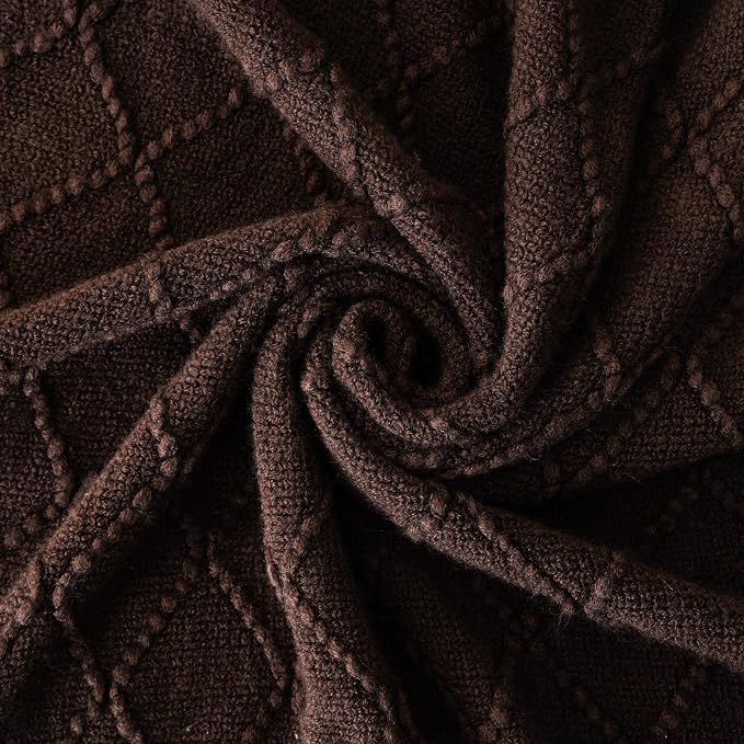 BATTILO HOME Dark Brown Throw Blanket for Couch, Chocolate Knit Throw Blankets for Home Decor, Decorative Brown Blanket for Foot of Bed, 50"x60"