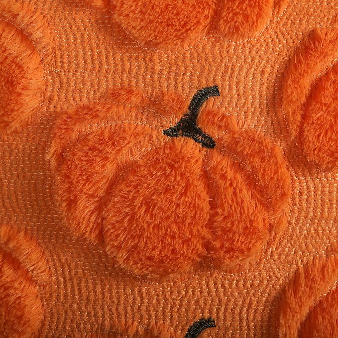 Fall Pumpkins Decorative Pillow Covers 18x18 Set of 2, Orange Soft Plush Faux Fur Wool Farmhouse Throw Cushion Cases for Autumn Thanksgiving Holiday Home Decorations