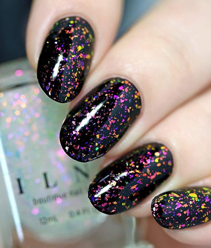 ILNP Lovebird - Red, Orange, Gold, Green Color Shifting Iridescent Flakie Topper Nail Polish