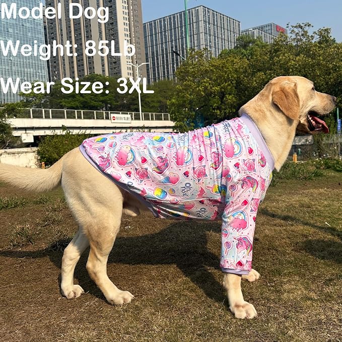 Dog Cute Blue Unicorn T Shirts Doughnut Pattern Printed Pet Shirt Softable Pajamas for Large Dog (3XL,Unicorn)