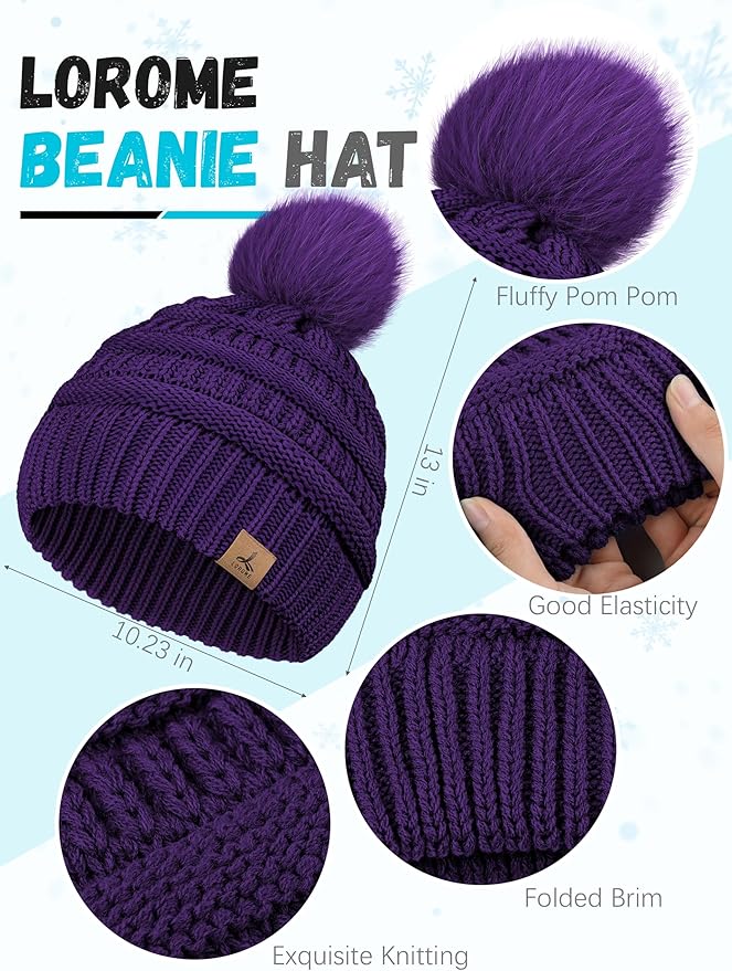 Winter Hat Scarf Gloves and Ear Warmer, Warm Knit Beanie Hat Touch Screen Gloves Set Winter Gifts Neck Scarves for Women