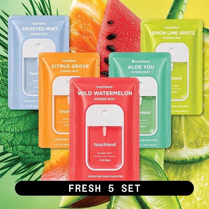 Touchland Hand Sanitizer Spray, Fresh 5 Set - 5 x 1 FL OZ
