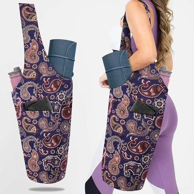 Yoga Mat Bag Yoga Tote Bag with Large Pocket and Zipper Pocket Yoga Mat Bag Carrier Fit Most Size Mats and All You Stuff