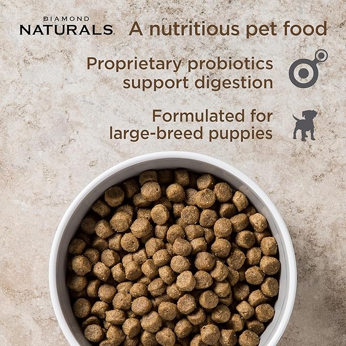 DIAMOND NATURALS Large Breed Puppy Dry Dog Food, Lamb & Rice, 20lb | Puppy, Adult & Senior Dogs | Nutrient Levels to Fuel Larger Growing Bodies | DHA for Proper Brain & Vision Development