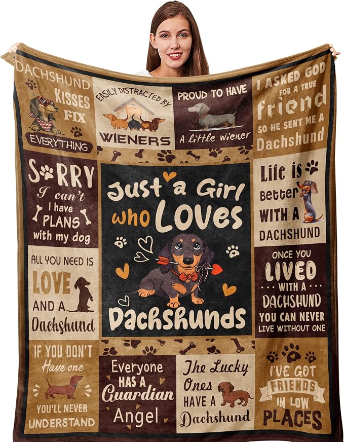 Dachshund Gifts for Women, Wiener Dog Gifts Blanket 50"x60" | Dachshund Decor/Blanket/Accessories/Stuff, Weenie Dog Gifts, Weiner Dog Stuff/Blanket/Merch for Dachshund Lovers, Doxie Gifts