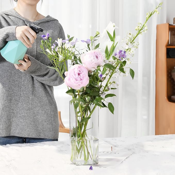 Acrylic Square Flower Vase, Non-breakable Vase, 4" x 4" x 10" Tall Clear Vases for Flower, Large Cube Floral Plant Container, Planter Terrarium for Wedding Party Event, Home Office Decor