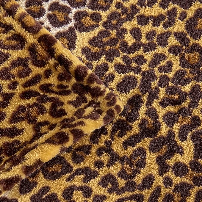 Edenleaf Leopard Print Blanket Fleece Throw for Bed Sofa Travel and Camping, Super Soft Cozy Fluffy Plush Cheetah Print Blanket for All Seasons 60"x80" (Dark Brown)