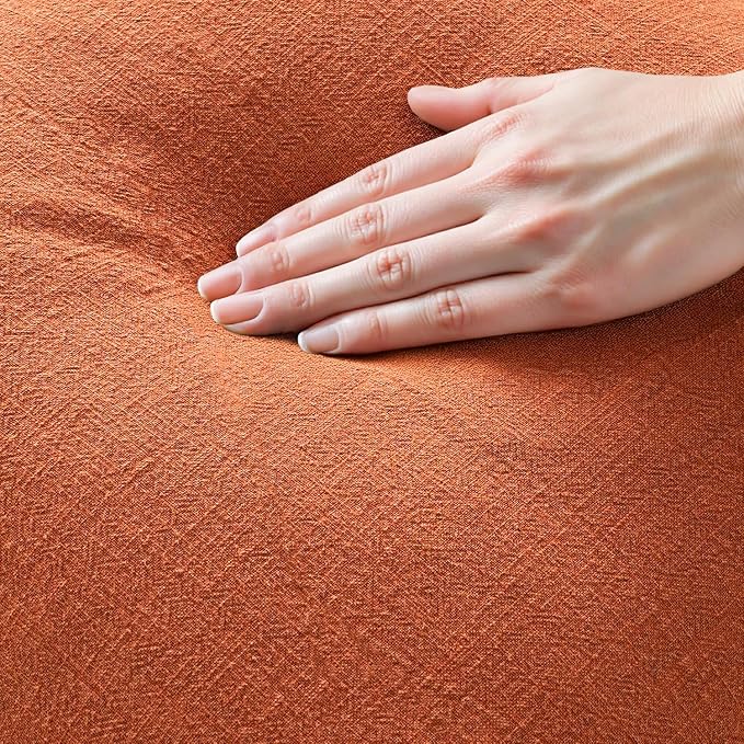 MIULEE Linen Decorative Fall Euro Throw Pillow Covers Burnt Orange 22x22 | Set of 2, Cottagecore Decor, Boho Farmhouse Neutral Fringe Pillow Covers, Rustic Fall Couch Cushion for Sofa Bed Living Room