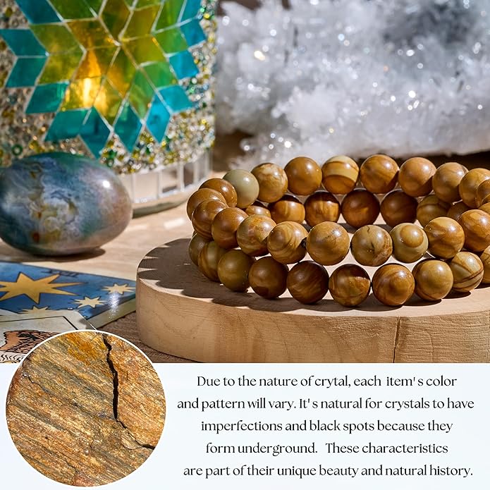 Bivei Natural Gemstone Semi Precious Healing Crystals Handmade Stretchy Round Beads Bracelet,Stocking Stuffers for Women Enhance Positive Energy