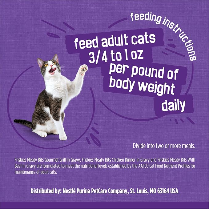 Friskies Purina Gravy Wet Cat Food Variety Pack, Meaty Bits - 5.5 oz. Cans (Pack of 48)