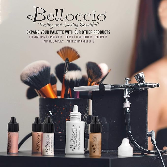 Belloccio's Professional Cosmetic Airbrush Makeup Foundation 1/2oz Bottle: Latte- Medium with Golden Undertones