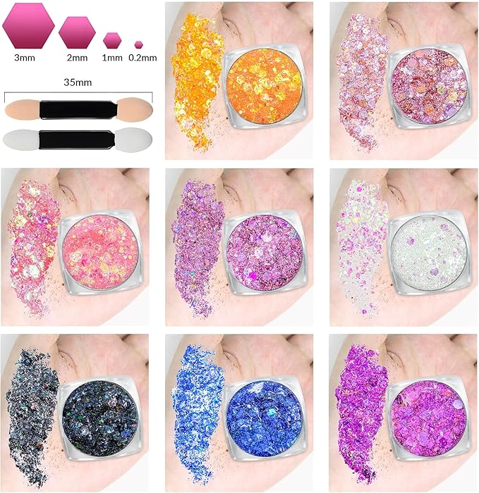 Body Glitter Face Glitter Makeup Festival Glitter, 20 Colors Face and Body Glitter Gel, Hair Glitter Gel, Body Makeup