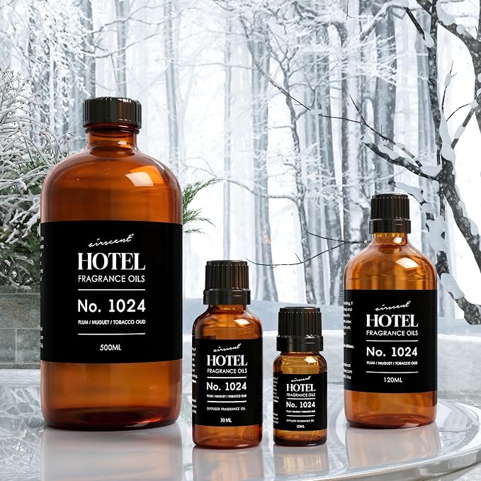 AirScent Hotel Diffuser Oil No. 1024 Inspired by the JW M Hotel - 30 ml | Plum Muguet Tobacco Oud - Premium Fragrance Oil for Ultrasonic and Waterless Diffusers and Crafting - 1 fl oz Bottle