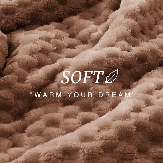 EXQ Home Gentle Soft Fleece Throw Blanket – Cozy Lightweight 3D Imitation Turtle Shell Jacquard Blanket for Couch Bed – All-Season Warm Fuzzy Flannel Blanket for Women Mom Gifts(50"x60",Mocha Mousse)