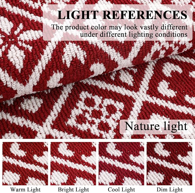 Ileading Runner Rugs for Hallways 2x10ft Heavy-Duty Durable Red Entryway Floor Mat with Non Slip Rubber Backing for Busy Traffic Extended Doormat Machine Washable Kitchen Throw Rug Valentine's Day