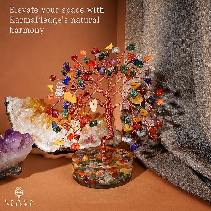 7 Chakra Crystal Tree of Life Birthday Gifts for Women, Men, Friends, Handmade Reiki Healing Crystals Tree for Home Office Decor, Positivity, Good Luck, Money, Unique Gifts for Her Mom, Dad